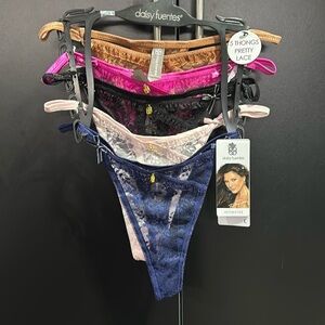 Daisy Fuentes 5 Pack Pretty Lace & Mesh Thong/Panties, Sexy Stretch Comfort